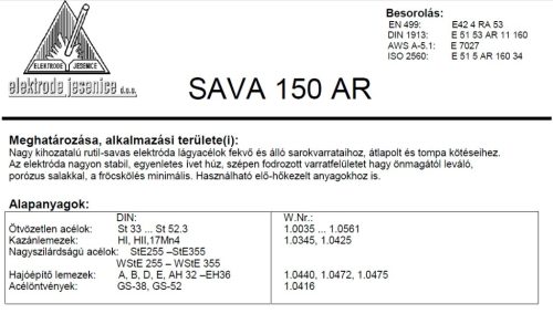 Elektroda SAVA 150 AR 4.00 mm