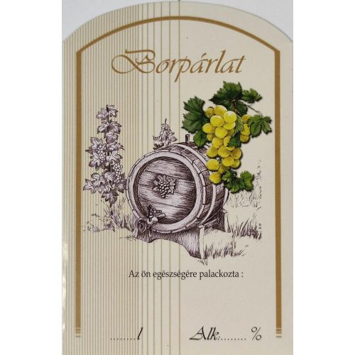 Üv.címke pál. 10db-os borpárl. fehérszől