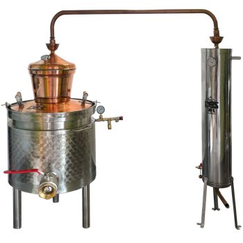   DUPLEX 100 L-es duplafalú pálinkafőző ELEKTROMOS fűtéssel, 30L inox, csőköteges hűtővel