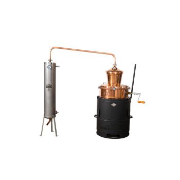   DES pálinkafőző 60 L keverővel, bilincses zárással, inox, csőköteges 30 L-es hűtővel
