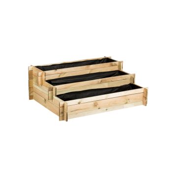   Fenyő magaságyás geotextíliával Natur Scala 3 szintes natúr 113x40x88cm 2021764