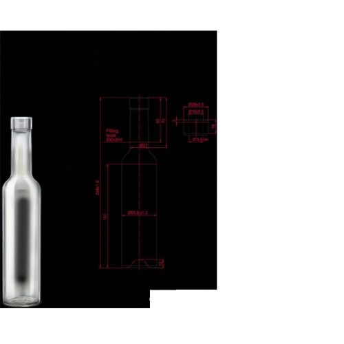 Üveg pálinkás 250 ml víztiszta Bella