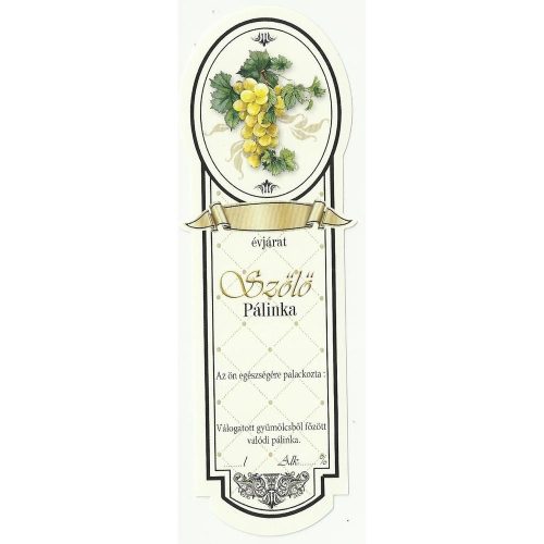 Üv.címke pál.10 db-os KESKENY fehérszőlő