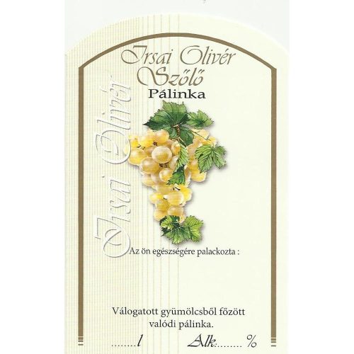 Üv.címke pál. 10 db-os irsai olivér