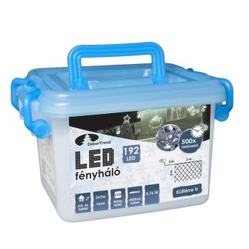Fényháló hideg fehér 192 LED-s átlátszó kábellel