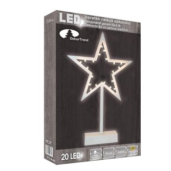 Csillag ablakdísz 20 LED-s, meleg fehér