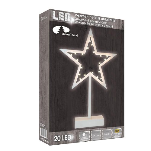 Csillag ablakdísz 20 LED-s, meleg fehér